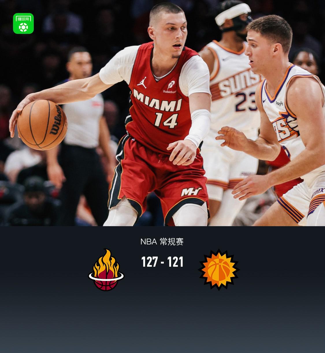 一竞技官方正版网站-热火127-121拒绝太阳逆转，阿德巴约29+9，鲍威尔27分